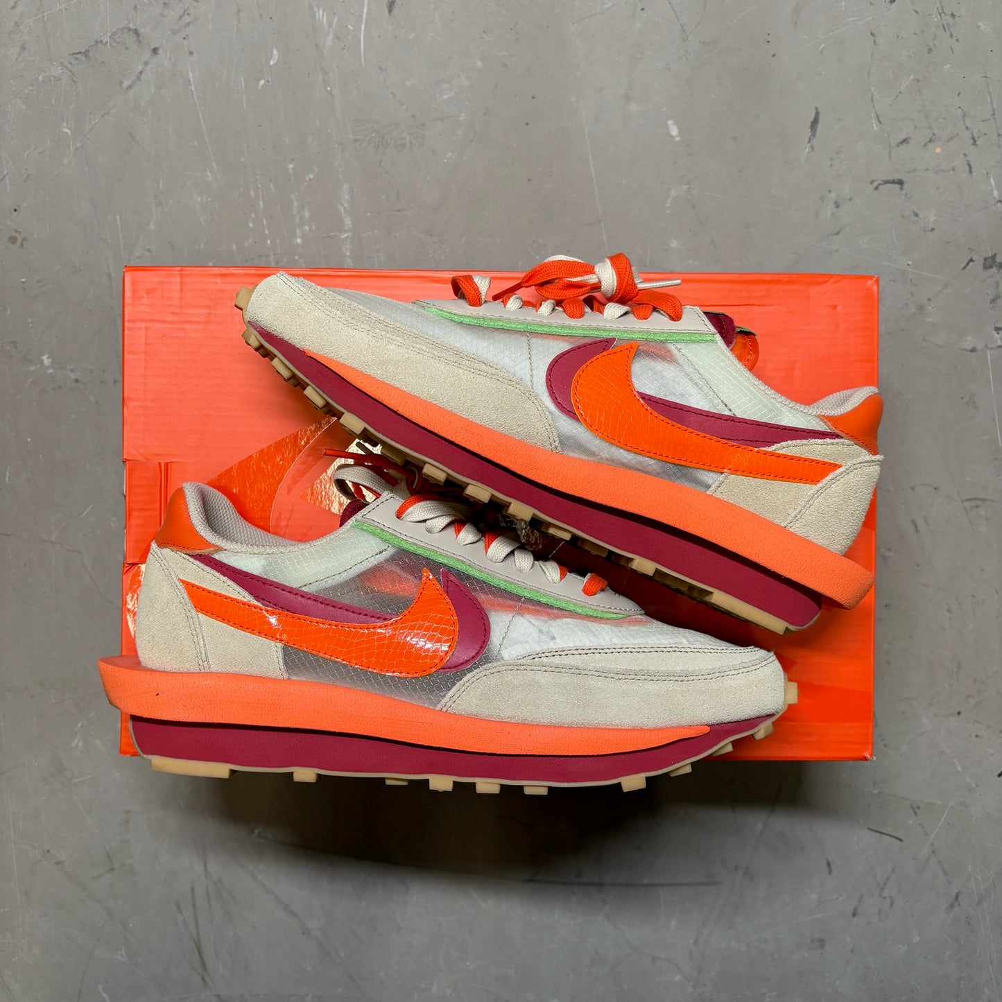 Nike LD Waffle sacai CLOT Kiss of Death Net Orange Blaze