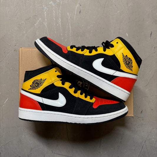 Jordan 1 Mid Black Amarillo Orange